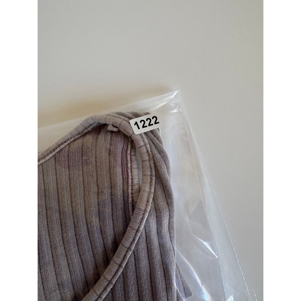 American Eagle Cropped Tank Top Small Brown Ribbed Notch Neck Minimalist Basic - Picture 13 of 14